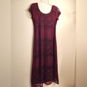 Cottagecore Red Lace Maxi Dress